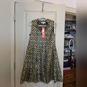 Jude Connally Olive and Beige Geometric Dress